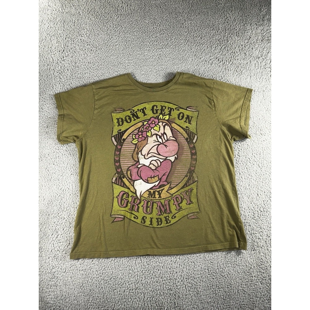Disney Dont Get On My Grumpy Side T Shirt Women 2XL Graphic Short Sleeve Retro